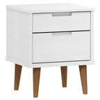 Comodino MOLDE Bianco 40x35x48 cm in Legno Massello di Pino