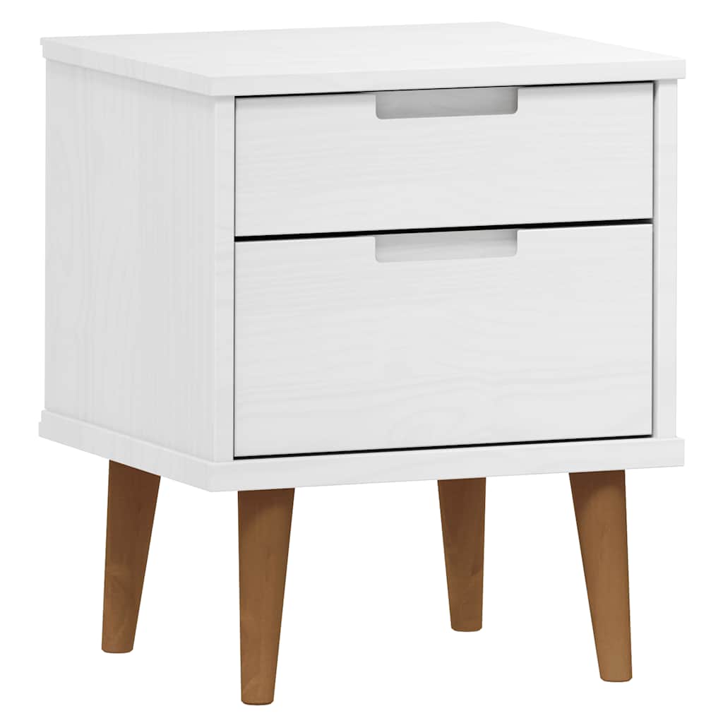 Comodino MOLDE Bianco 40x35x48 cm in Legno Massello di Pino