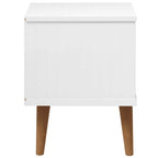 Comodino MOLDE Bianco 40x35x48 cm in Legno Massello di Pino