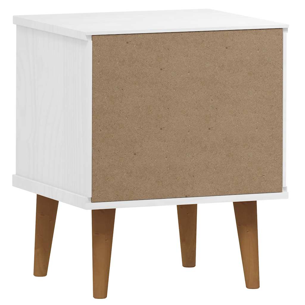 Comodino MOLDE Bianco 40x35x48 cm in Legno Massello di Pino