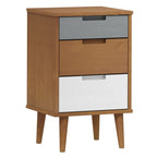 Comodino Marrone MOLDE 40x35x65 cm in Legno Massello di Pino