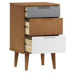 Comodino Marrone MOLDE 40x35x65 cm in Legno Massello di Pino