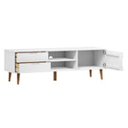 Mobile TV MOLDE Bianca 158x40x49 cm in Legno Massello di Pino