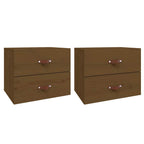Comodini a Muro 2 pz Marrone ambra 50x36x40 cm