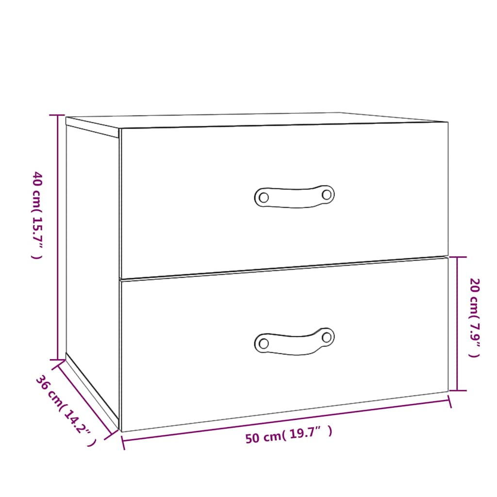Comodini a Muro 2 pz Marrone ambra 50x36x40 cm
