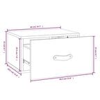 Comodino a Muro Grigio 40x29,5x22 cm