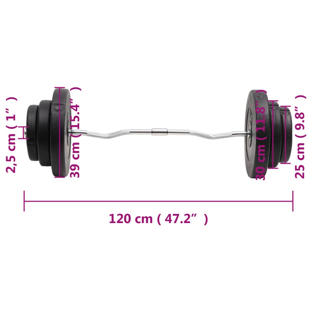 Bilanciere Curvo con Dischi 60 kg