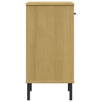 Mobile Consolle Gambe Metallo Marrone Legno Massello Pino OSLO