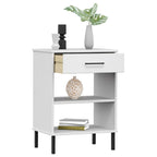 Mobile Consolle Gambe Metallo Bianco Legno Massello Pino OSLO