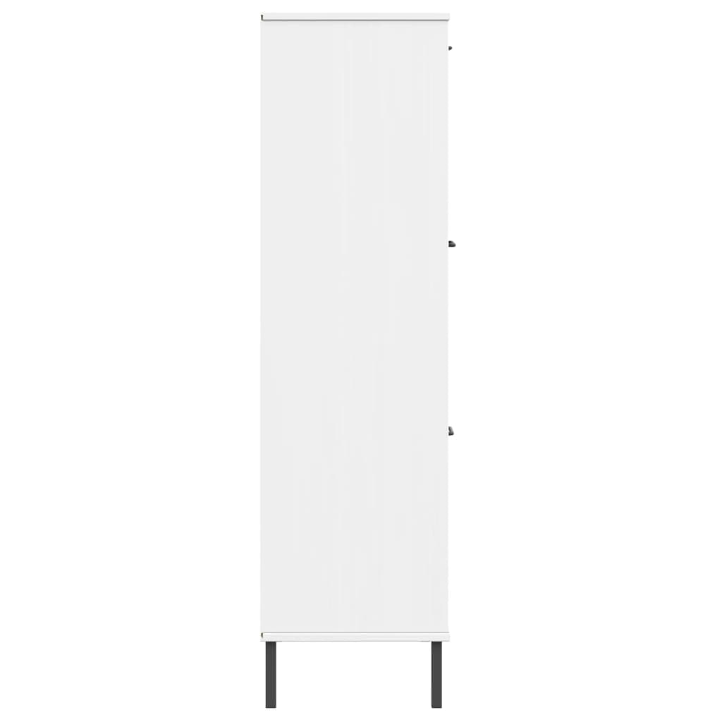 Libreria Gambe Metallo Bianco 90x35x128,5cm Legno Massello OSLO
