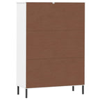 Libreria Gambe Metallo Bianco 90x35x128,5cm Legno Massello OSLO