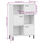 Libreria Gambe Metallo Bianco 90x35x128,5cm Legno Massello OSLO