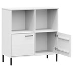 Libreria Gambe Metallo Bianco 90x35x90,5 cm Legno Massello OSLO
