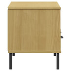 Mobile TV con Gambe Metallo Marrone Legno Massello di Pino OSLO