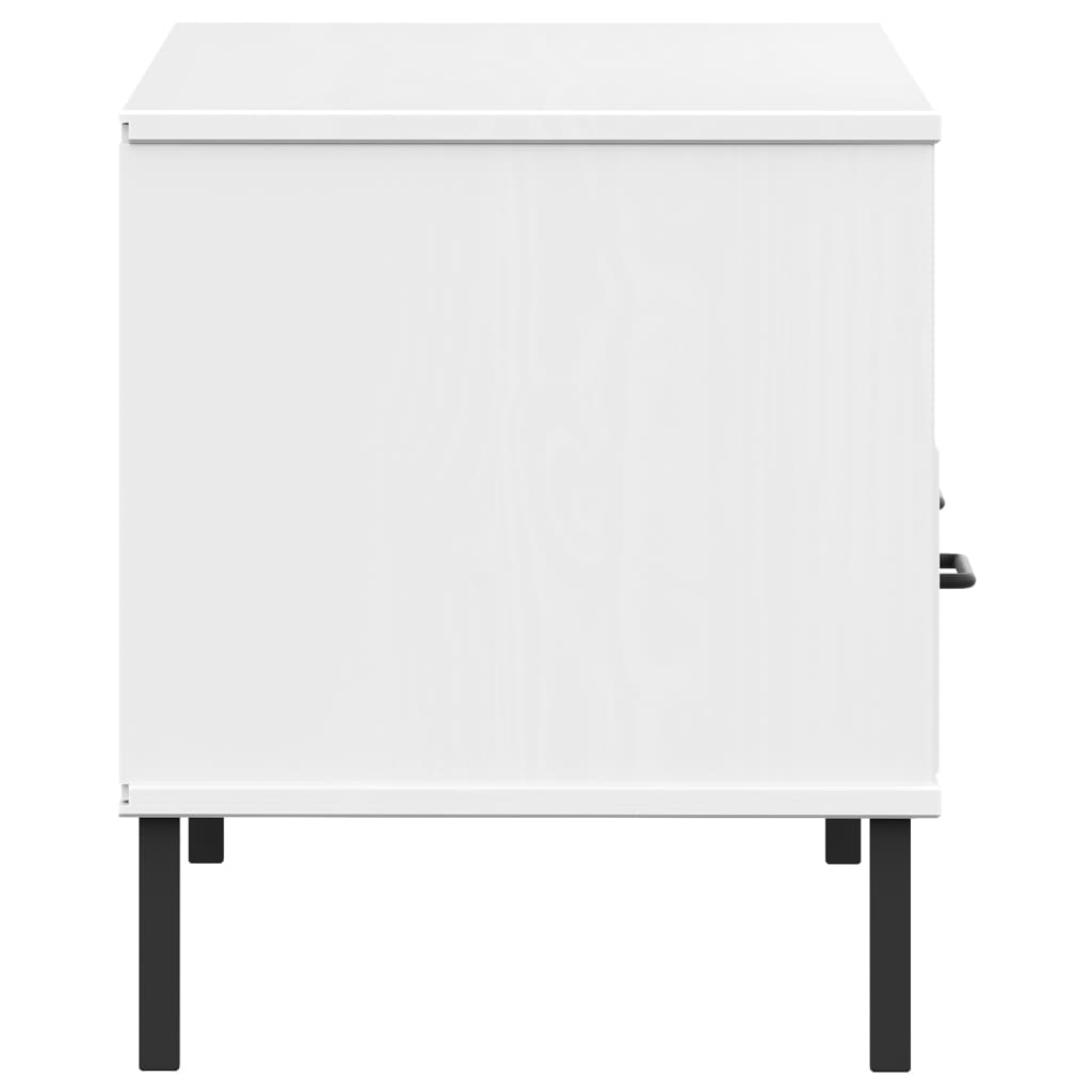 Mobile TV con Gambe Metallo Bianco Legno Massello di Pino OSLO