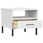 Comodino con Gambe in Metallo Bianco Legno Massello Pino OSLO