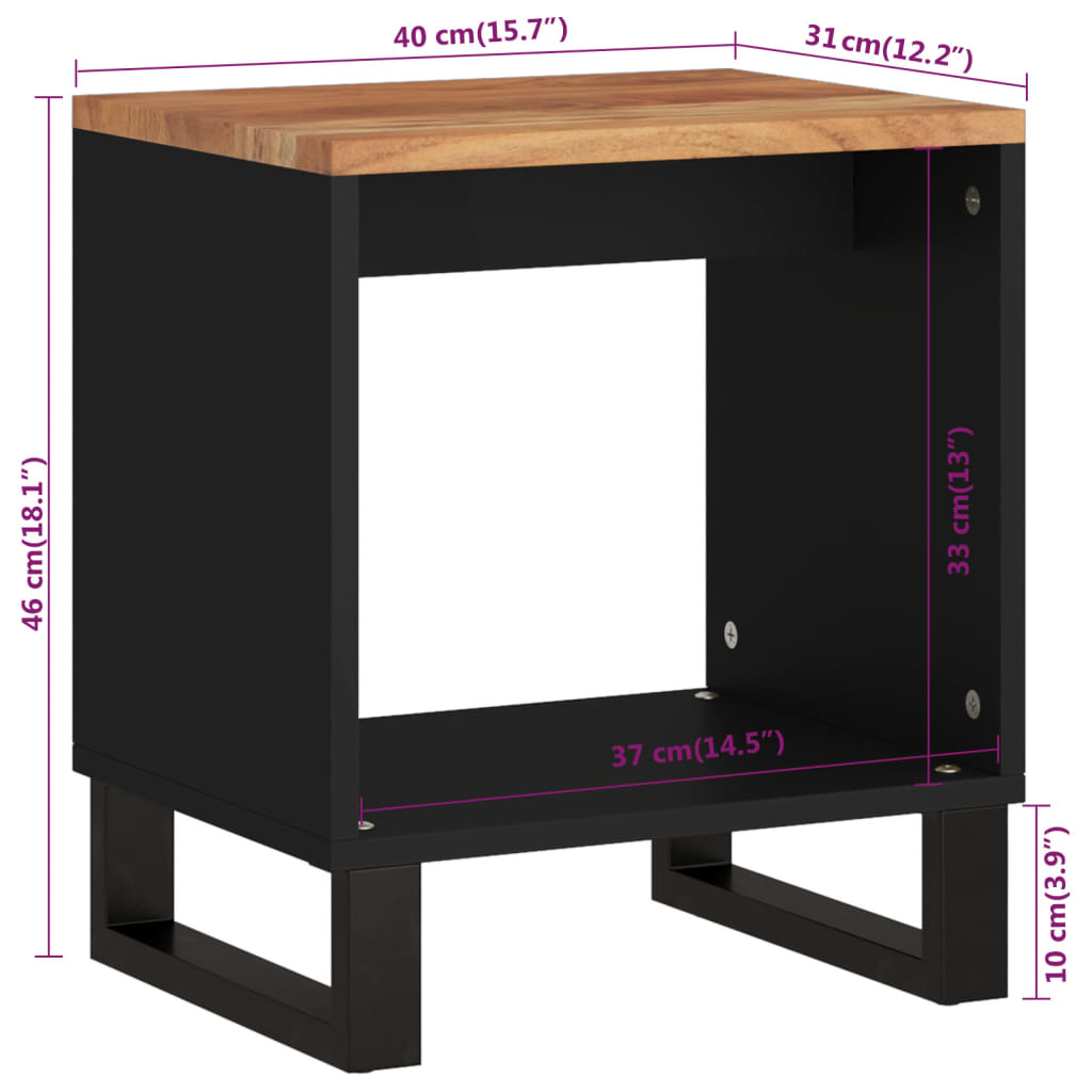 Tavolino da Soggiorno 40x31x46 cm Massello Acacia e Multistrato