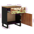 Comodino 50x33x60cm Legno Massello Recupero e Legno Multistrato