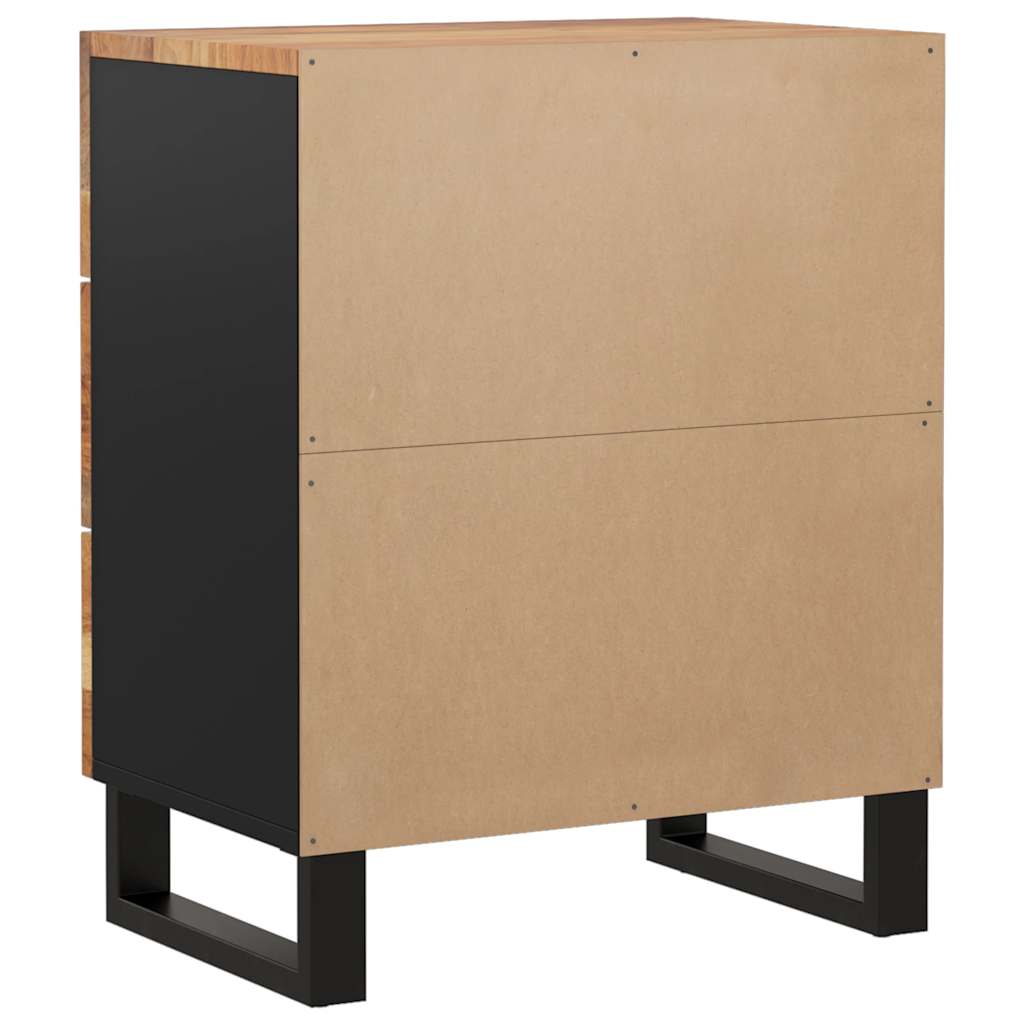 Comodino 50x33x62 cm Legno Massello Acacia e Legno Multistrato