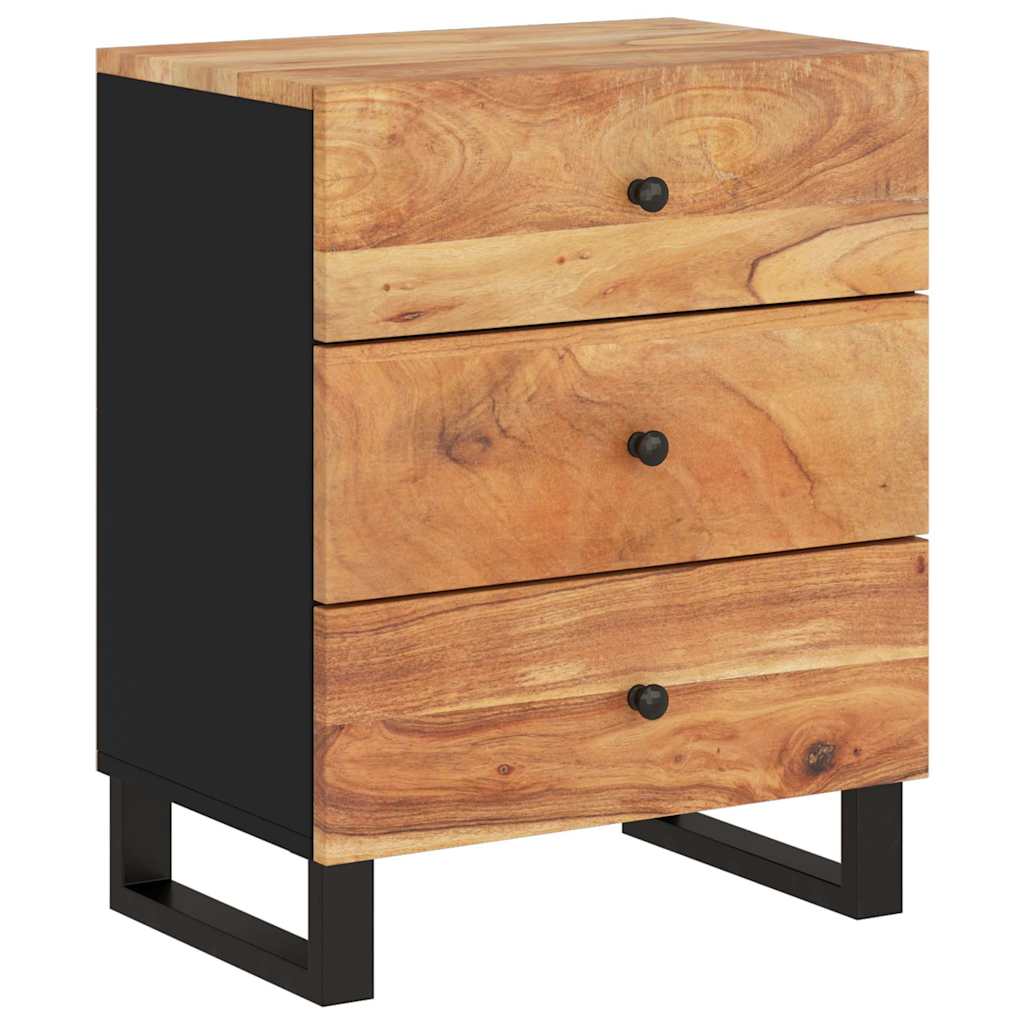 Comodino 50x33x62 cm Legno Massello Acacia e Legno Multistrato