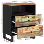 Comodino 50x33x62cm Legno Massello Recupero e Legno Multistrato