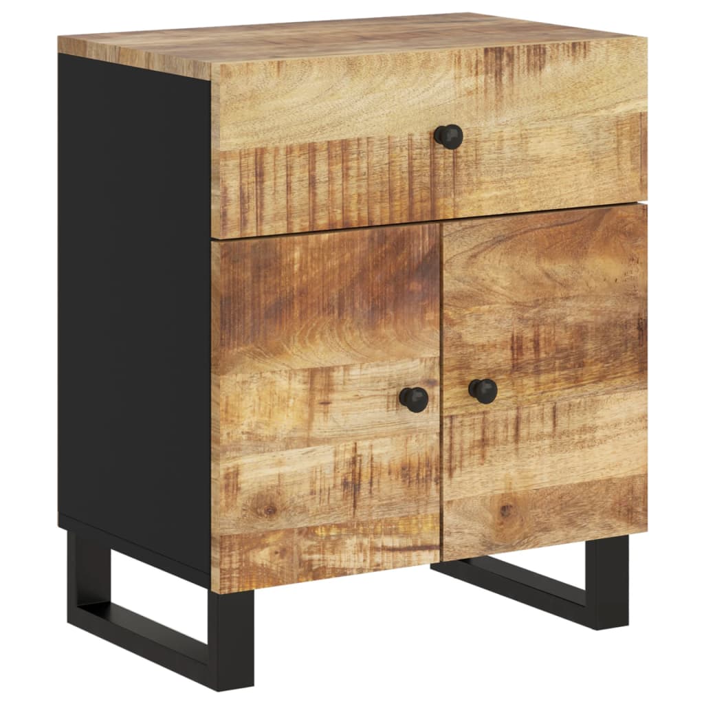 Comodino 50x33x60cm Legno Massello di Mango e Legno Multistrato