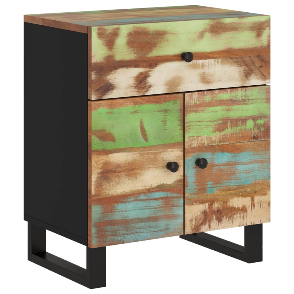 Comodino 50x33x60cm Legno Massello Recupero e Legno Multistrato