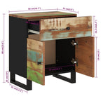 Comodino 50x33x60cm Legno Massello Recupero e Legno Multistrato