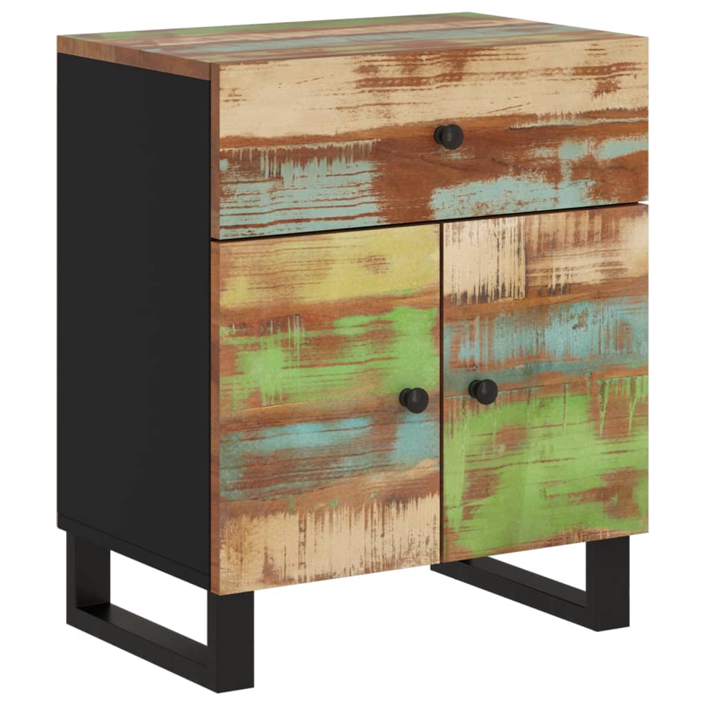 Comodino 50x33x60cm Legno Massello Recupero e Legno Multistrato