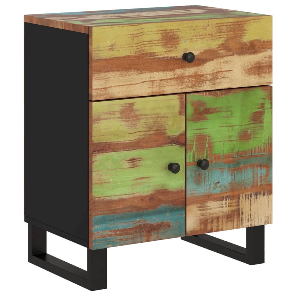 Comodino 50x33x60cm Legno Massello Recupero e Legno Multistrato