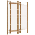Divisorio Ambienti 4 Pannelli Pieghevole 160 cm Bambù e Tela