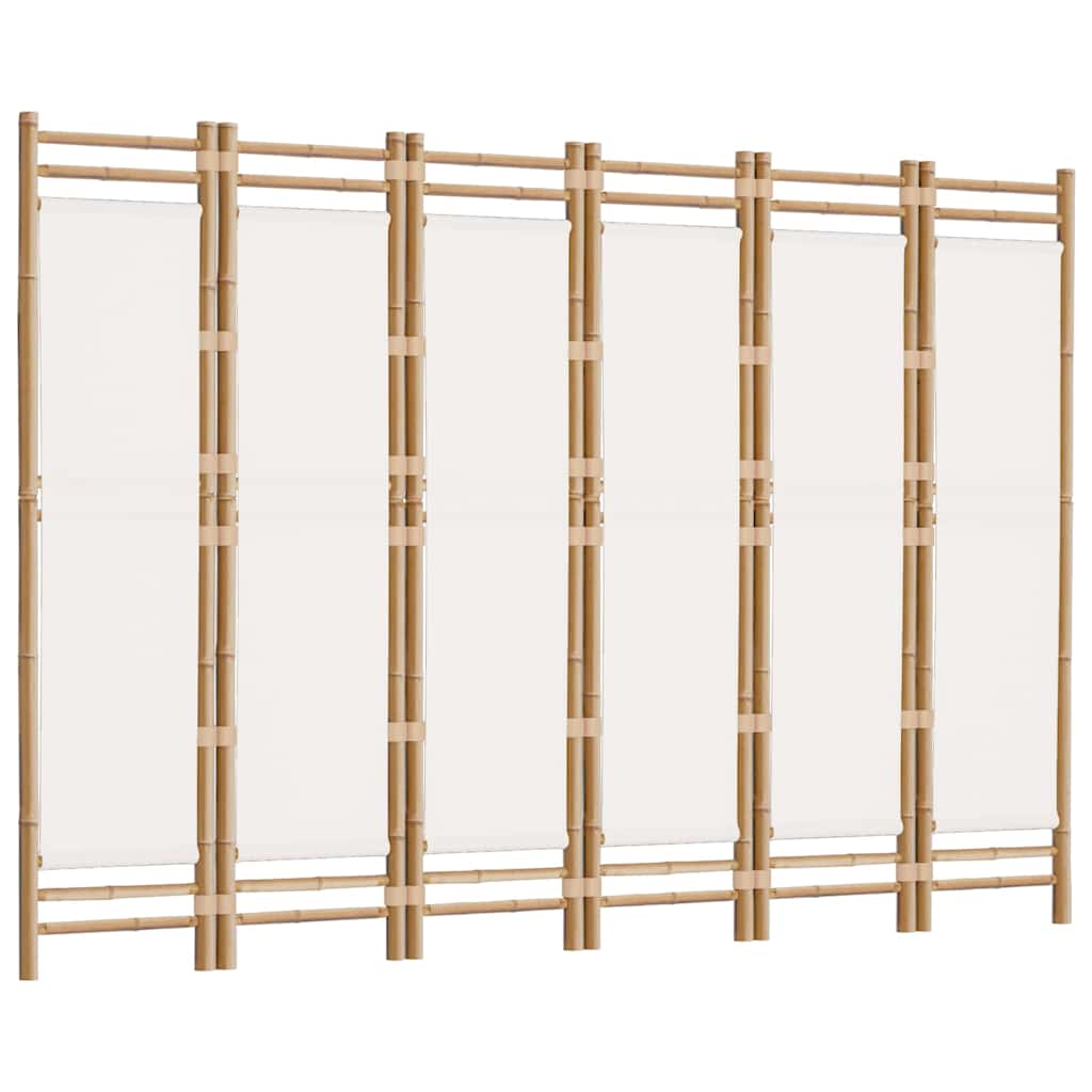 Divisorio Ambienti 6 Pannelli Pieghevole 240 cm Bambù e Tela