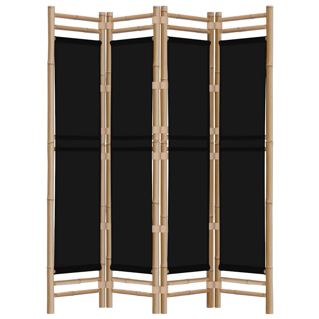 Divisorio Ambienti 4 Pannelli Pieghevole 160 cm Bambù e Tela