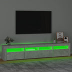 Mobile Porta TV con Luci LED Grigio Cemento 210x35x40 cm