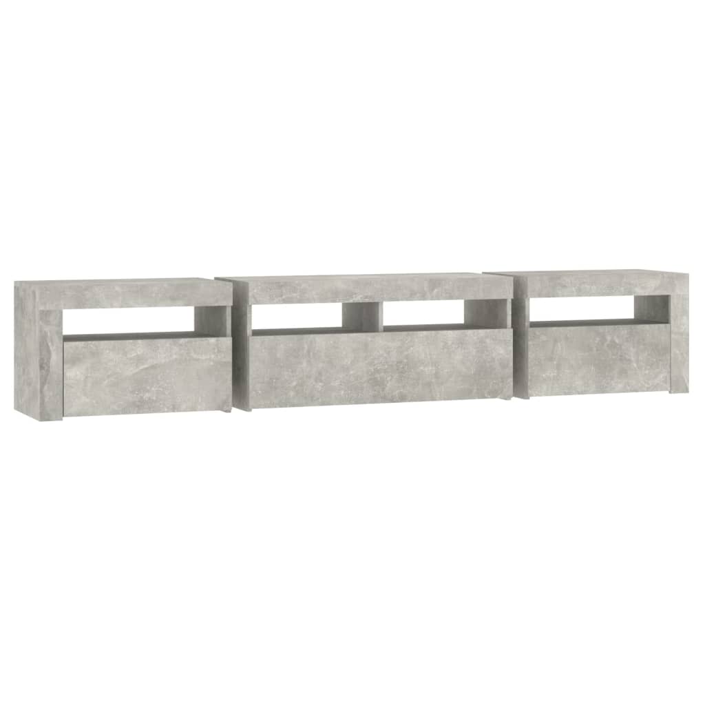 Mobile Porta TV con Luci LED Grigio Cemento 210x35x40 cm