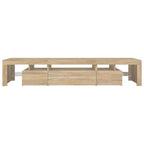 Mobile Porta TV con Luci LED Rovere Sonoma 215x36,5x40 cm