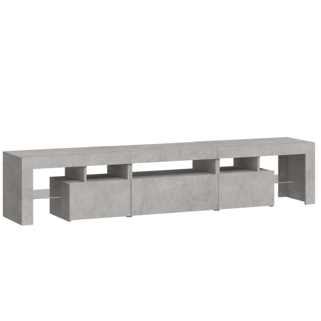 Mobile Porta TV con Luci LED Grigio Cemento 200x36,5x40 cm