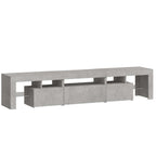 Mobile Porta TV con Luci LED Grigio Cemento 200x36,5x40 cm