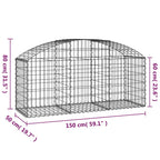 Cesto Gabbione ad Arco 150x50x60/80 cm Ferro Zincato
