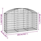 Cesto Gabbione ad Arco 150x50x80/100 cm Ferro Zincato
