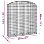 Cesto Gabbione ad Arco 200x50x200/220 cm Ferro Zincato