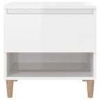 Comodino Bianco Lucido 50x46x50 cm in Legno Multistrato