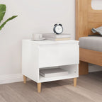 Comodino Bianco Lucido 50x46x50 cm in Legno Multistrato