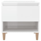 Comodini 2 pz Bianco Lucido 50x46x50 cm in Legno Multistrato