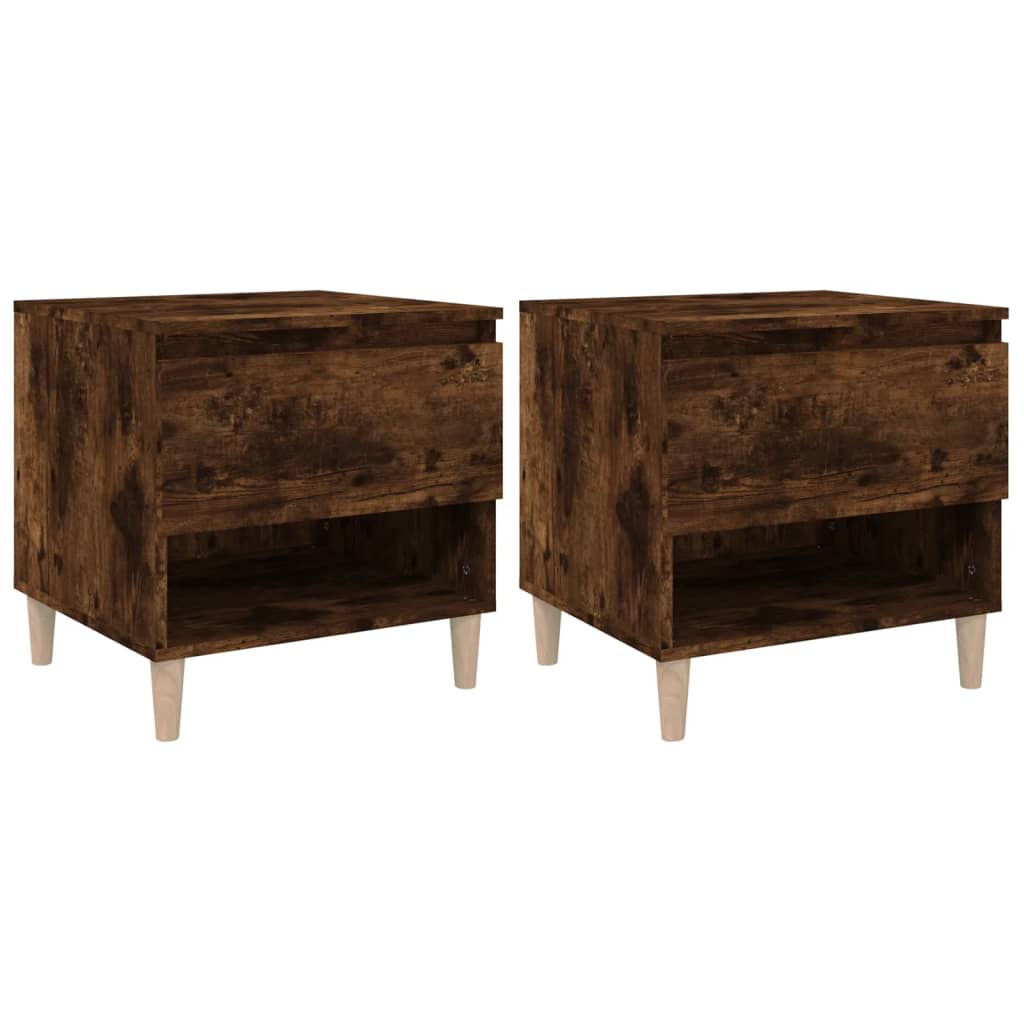 Comodini 2 pz Rovere Fumo 50x46x50 cm in Legno Multistrato