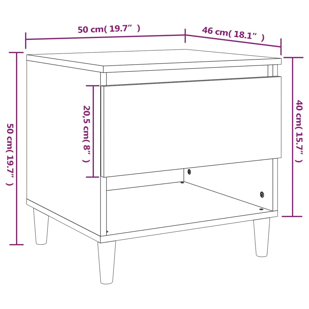 Comodini 2 pz Grigio Sonoma 50x46x50 cm in Legno Multistrato