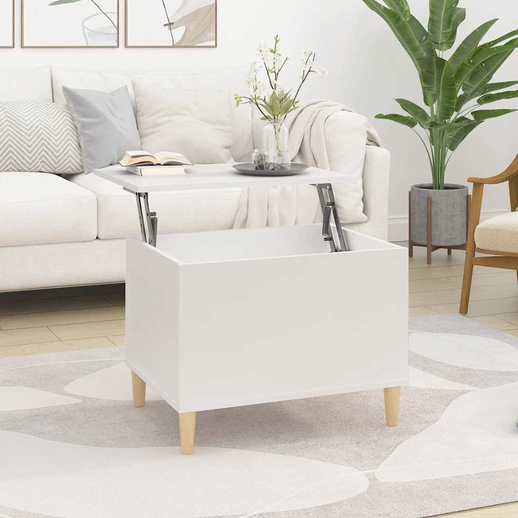 Tavolino da Salotto Bianco 60x44,5x45 cm in Legno Multistrato