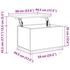 Tavolino Salotto Rovere Marrone 60x44,5x45 cm Legno Multistrato