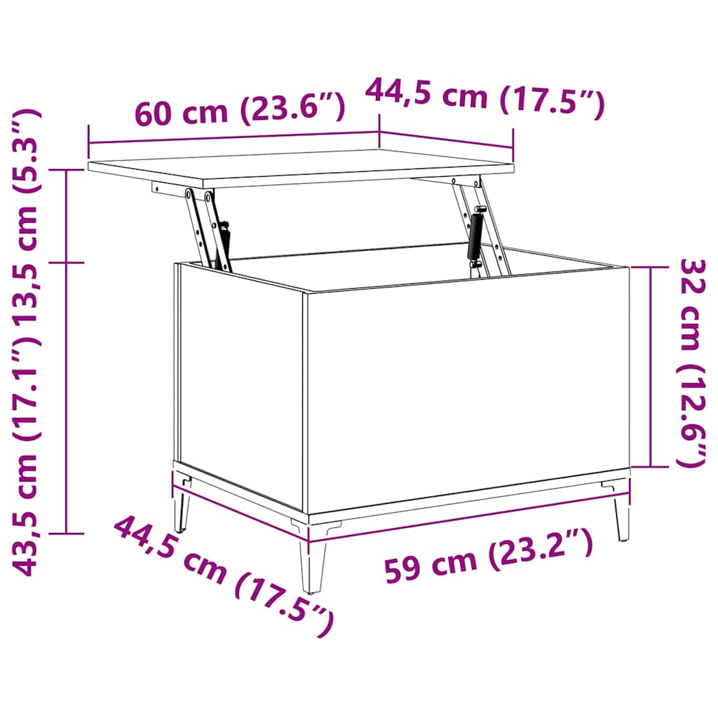 Tavolino da Salotto Bianco 60x44,5x45 cm in Legno Multistrato