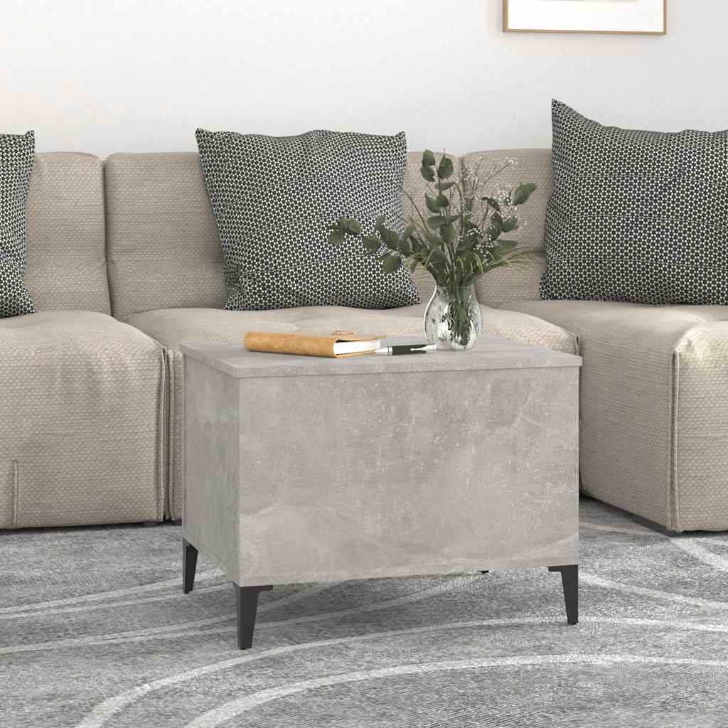 Tavolino Salotto Grigio Cemento 60x44,5x45 cm Legno Multistrato